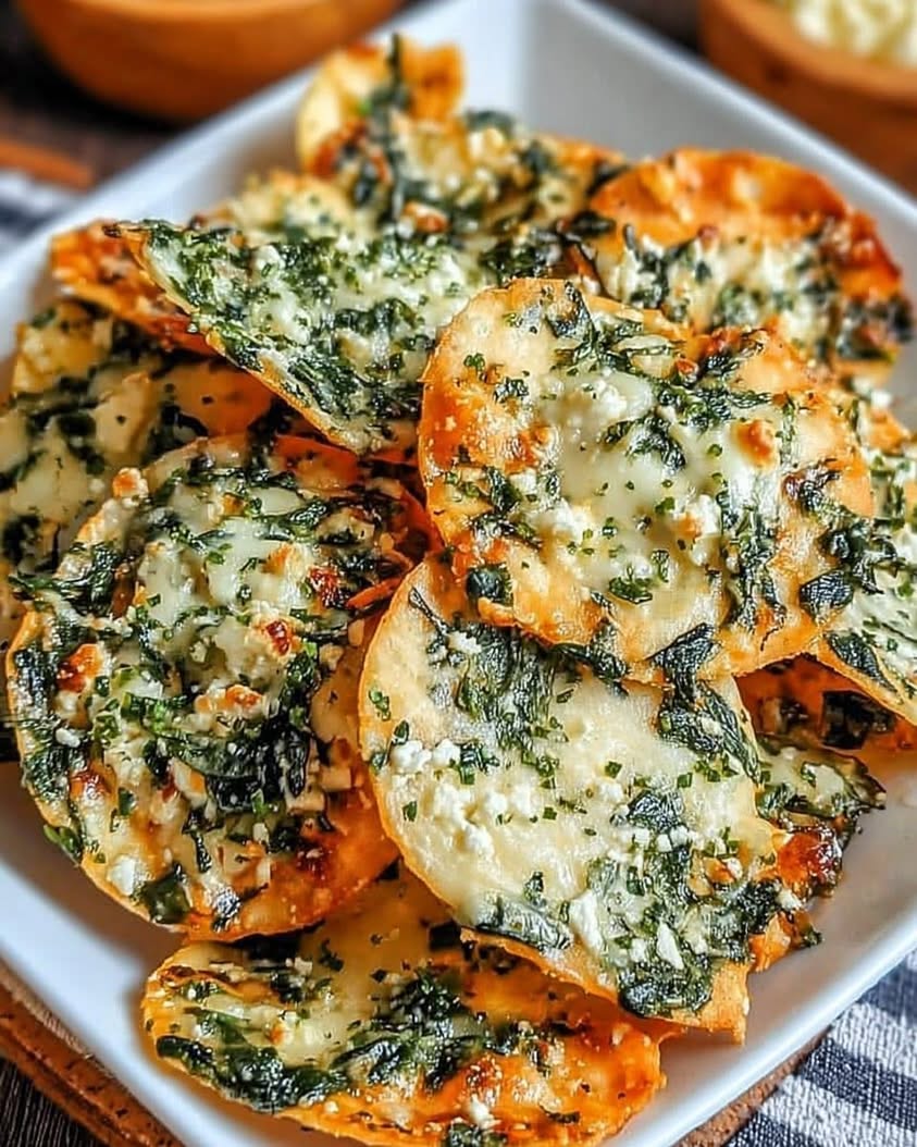 mediterranean spinach feta cheese crisps