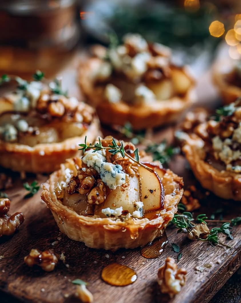 mini pear blue cheese tartlets