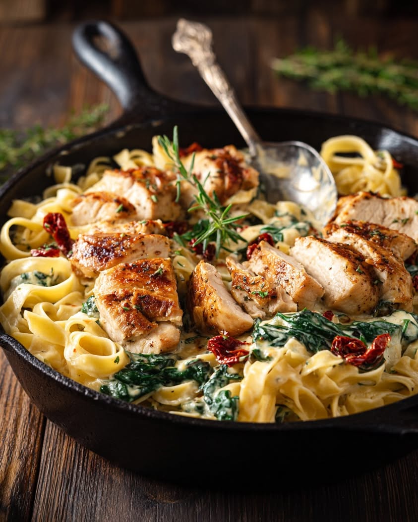 one pot creamy tuscan chicken pasta