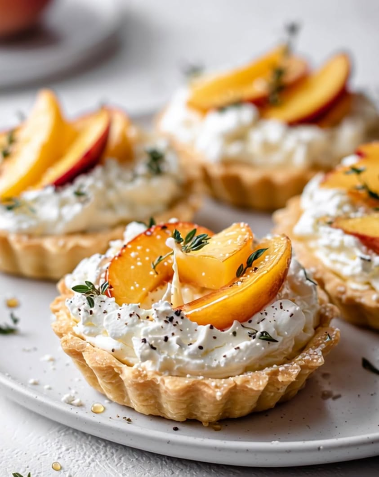 peach whipped feta tartlets