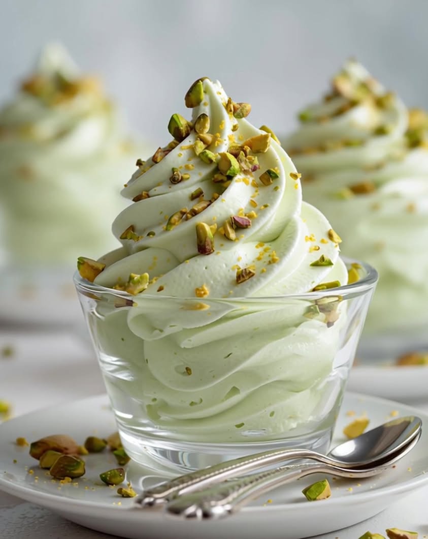 pistachio white chocolate mousse cups