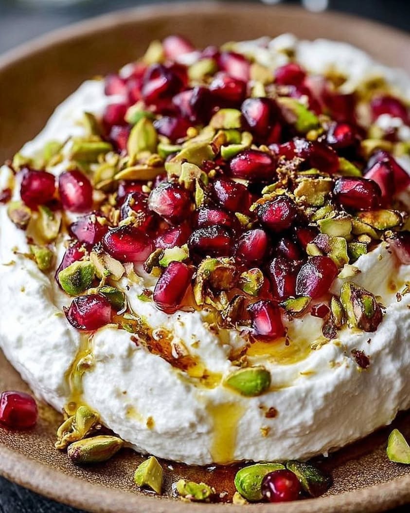 pomegranate pistachio whipped feta