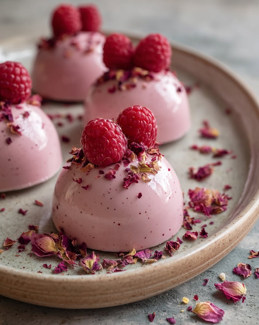 raspberry rose mousse domes