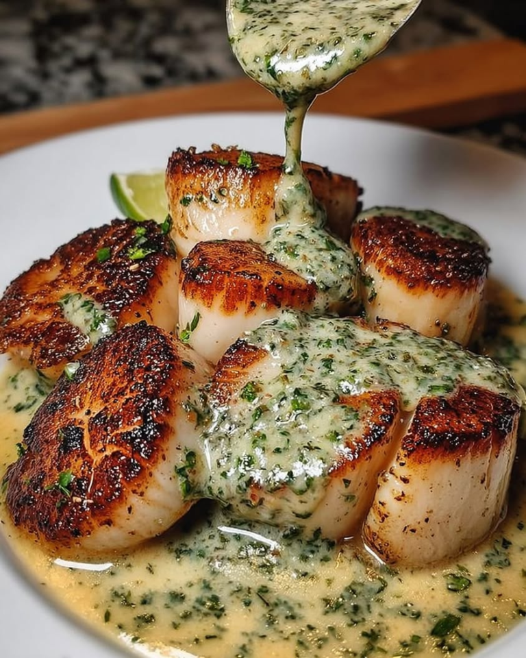 sizzling scallops lime cilantro sauce