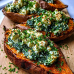 spinach ricotta stuffed sweet potatoes
