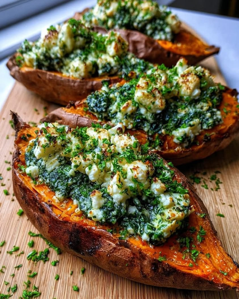 spinach ricotta stuffed sweet potatoes