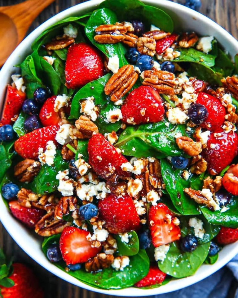 strawberry spinach salad pecans feta