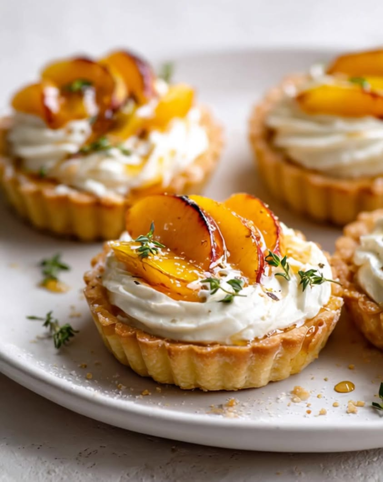 whipped feta peach tartlets