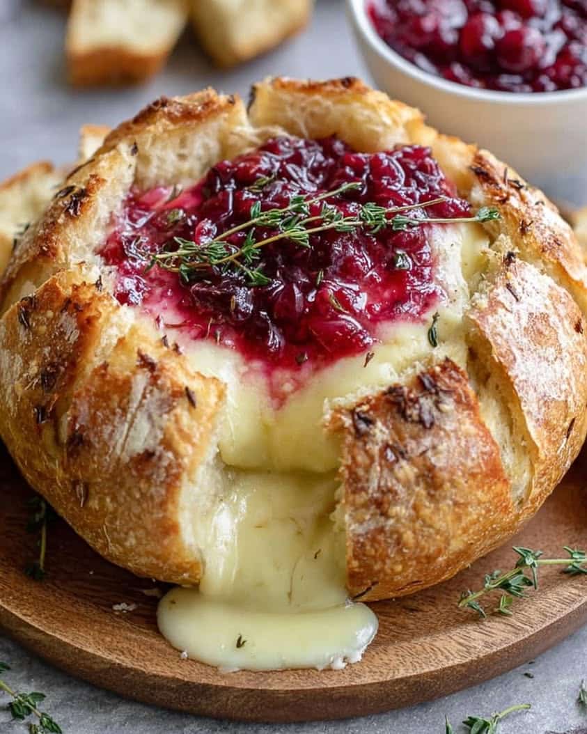baked brie bread bowl cranberry