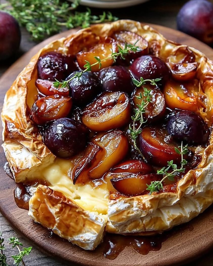 baked brie roasted plums thyme