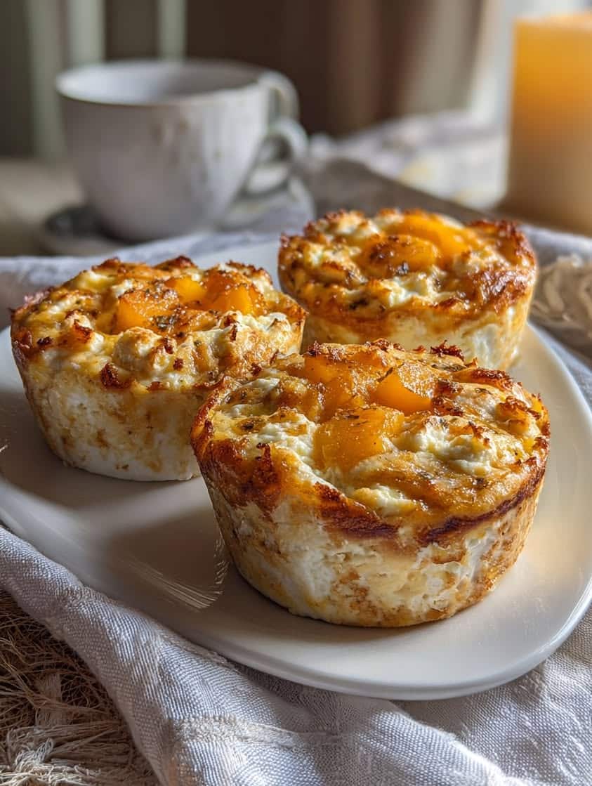 baked peach cottage cheese breakfast