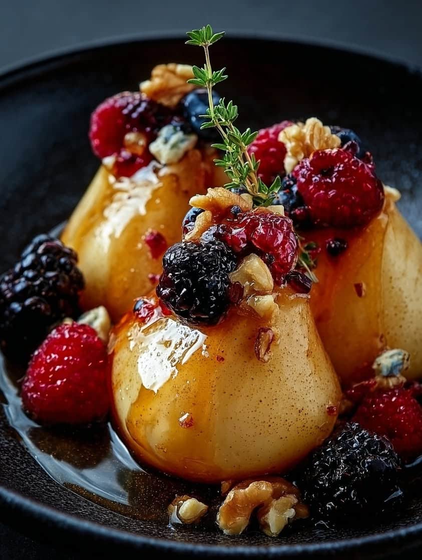 baked pears berries honey walnuts