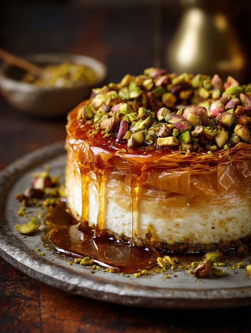 baklava topped cheesecake