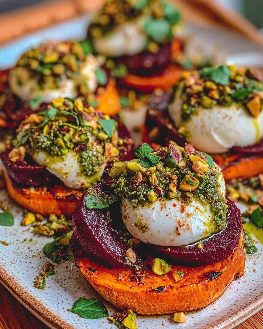 balsamic roasted sweet potatoes burrata