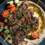 beef kefta hummus tomato salad