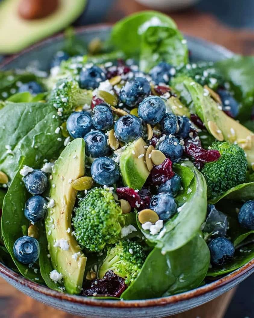 blueberry broccoli spinach salad 1