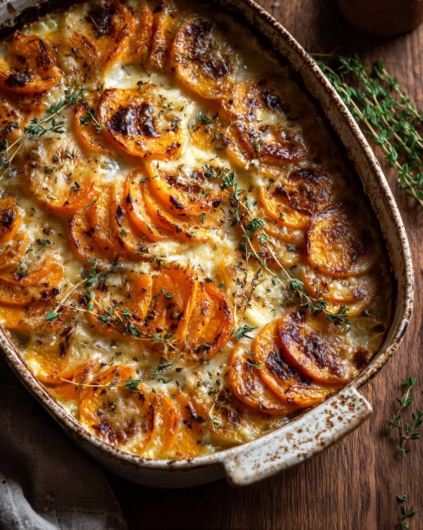 butternut squash gratin gruyere thyme