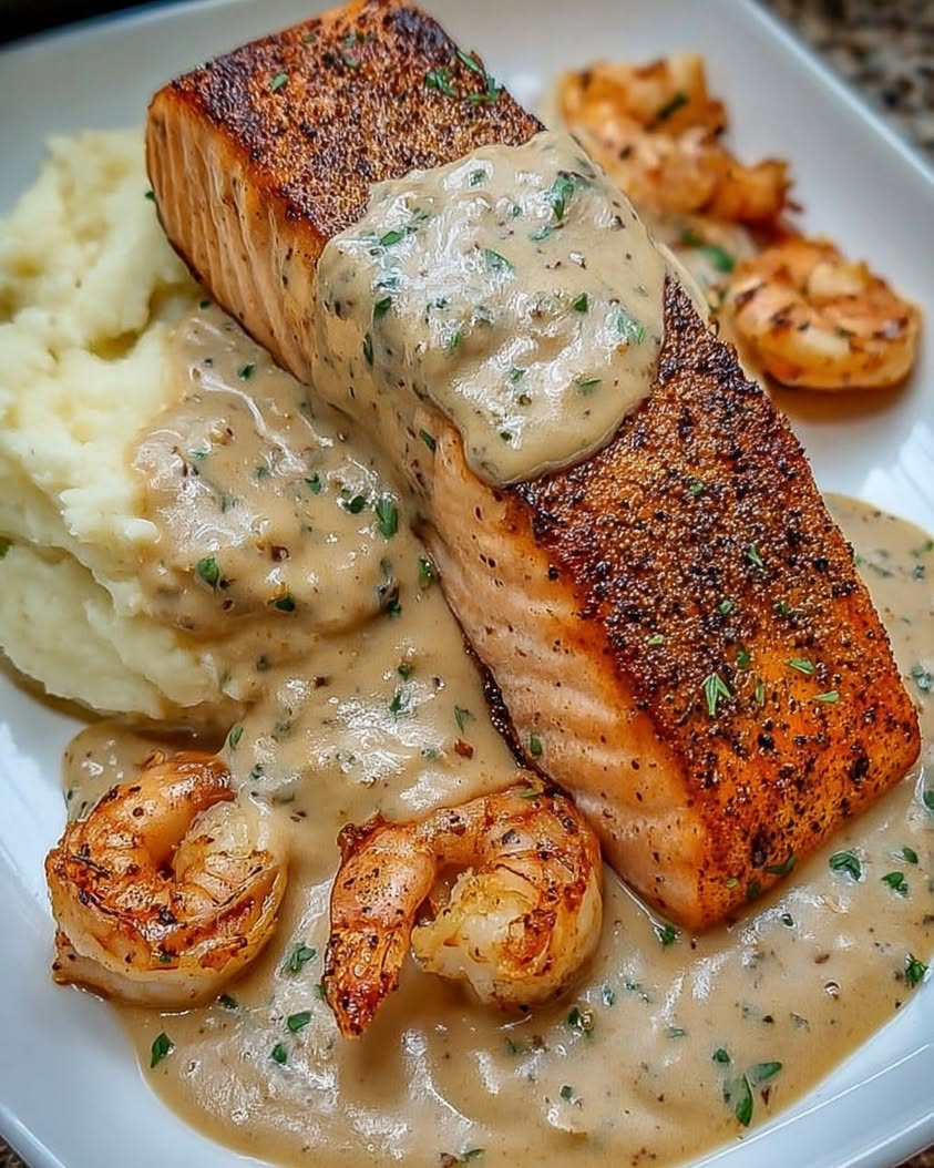 cajun salmon shrimp mashed potatoes