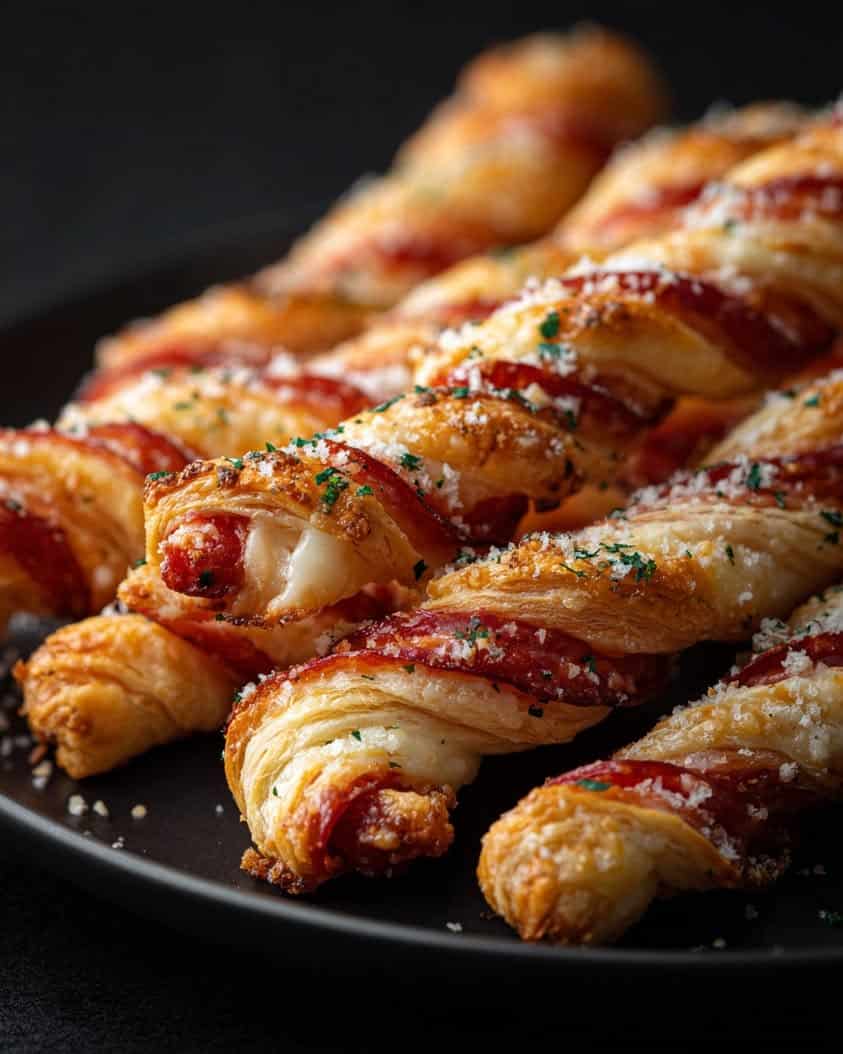candy cane puff pastry twists