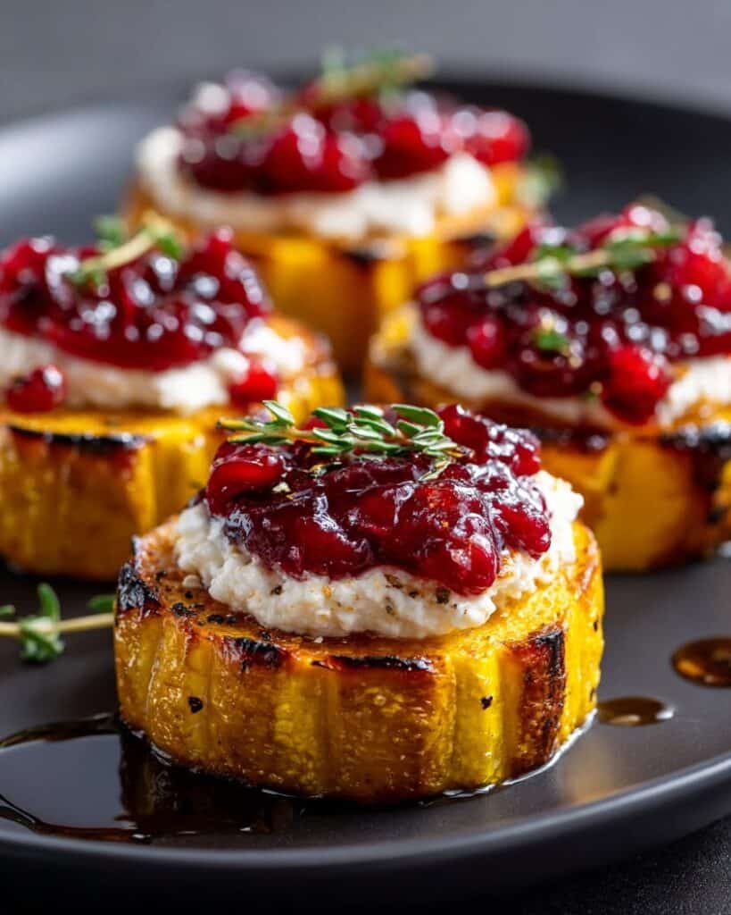 Roasted Delicata Squash with Ricotta and Hot Honey Glaze 2 caramelized delicata squash ricotta honey glaze