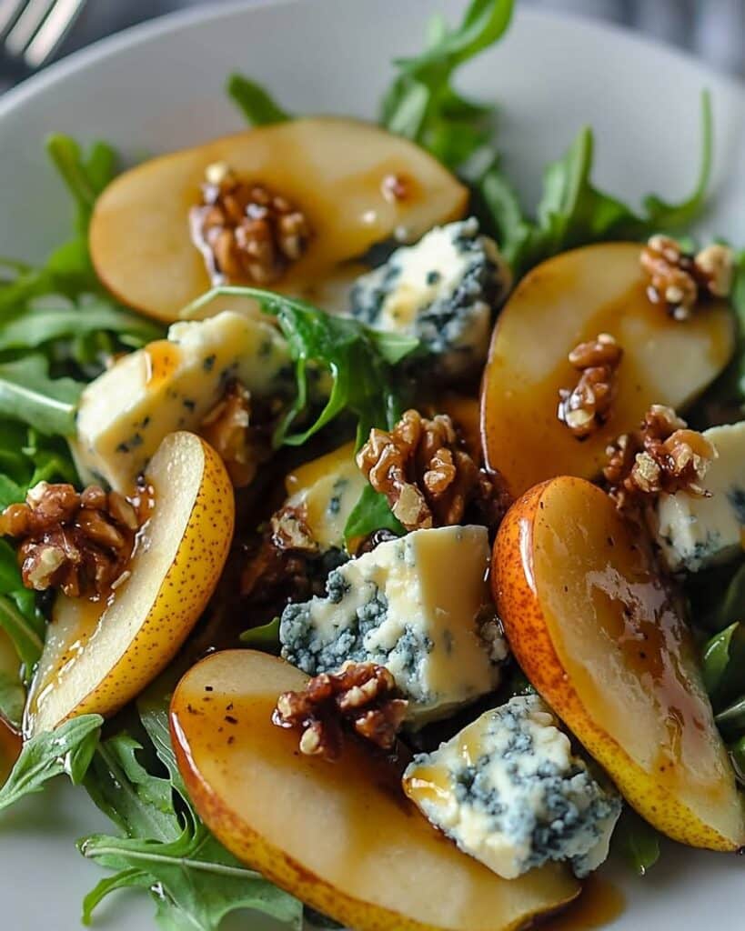 Caramelized Pear and Blue Cheese Salad with Candied Walnuts 2 caramelized pear blue cheese salad