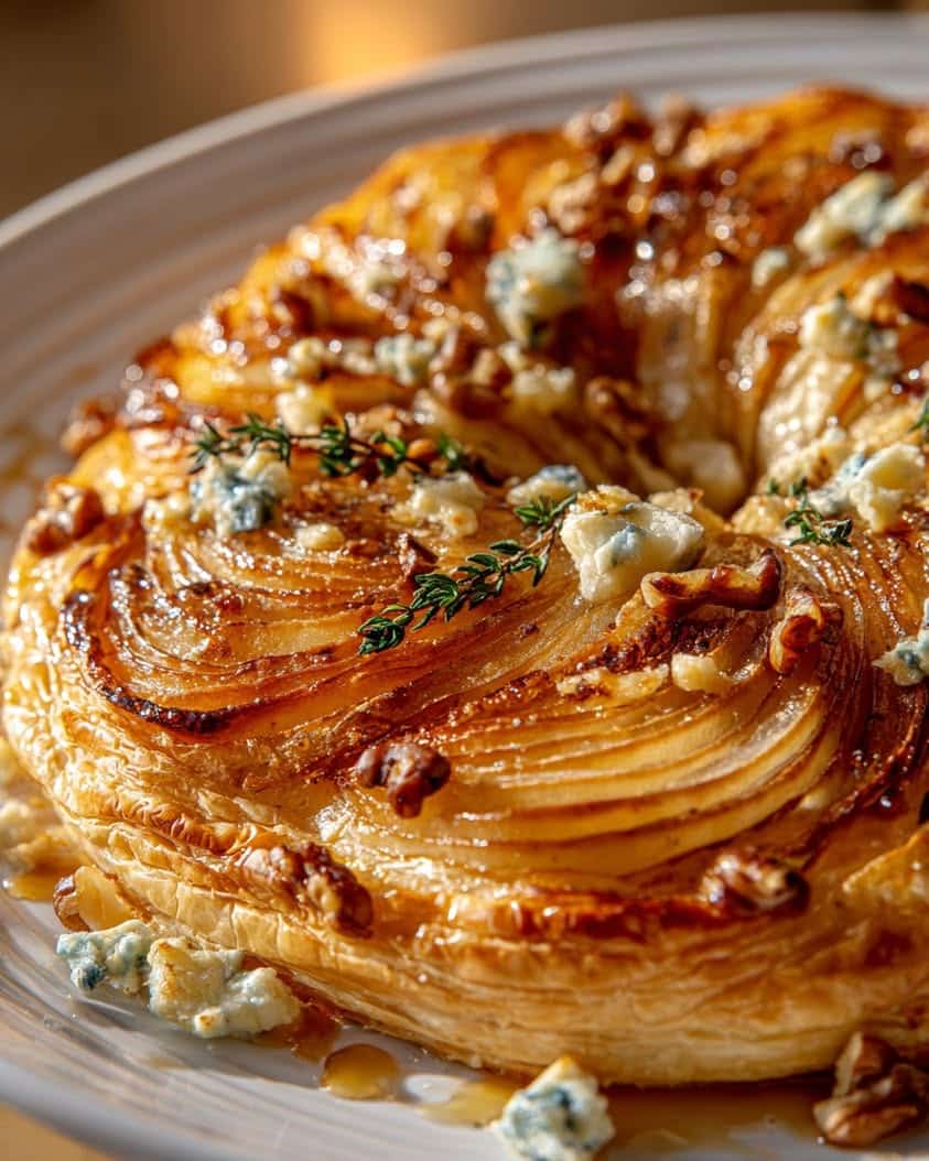 caramelized pear blue cheese tart