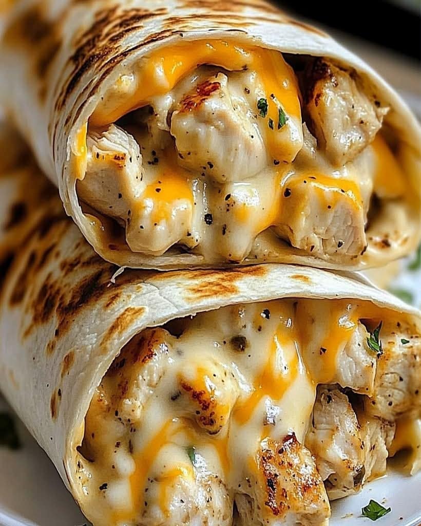 cheesy garlic chicken wraps