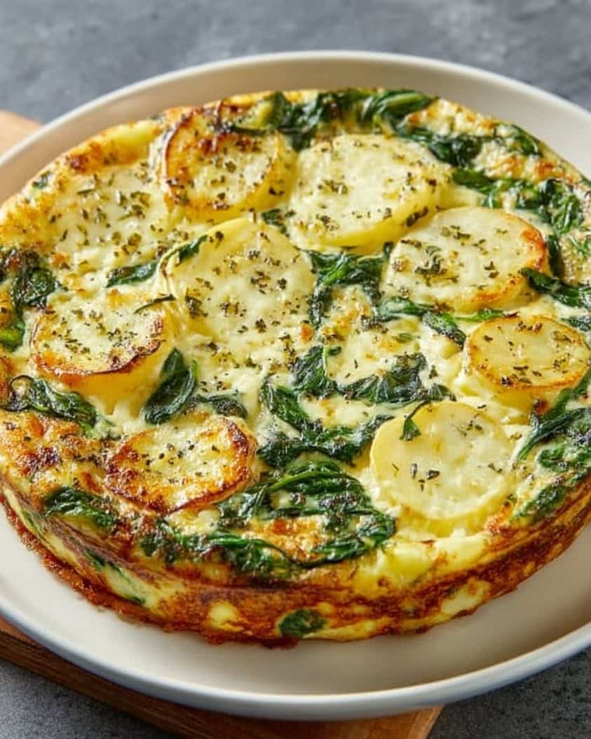 cheesy potato spinach quiche