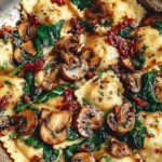 cheesy ravioli spinach mushrooms tomatoes 1