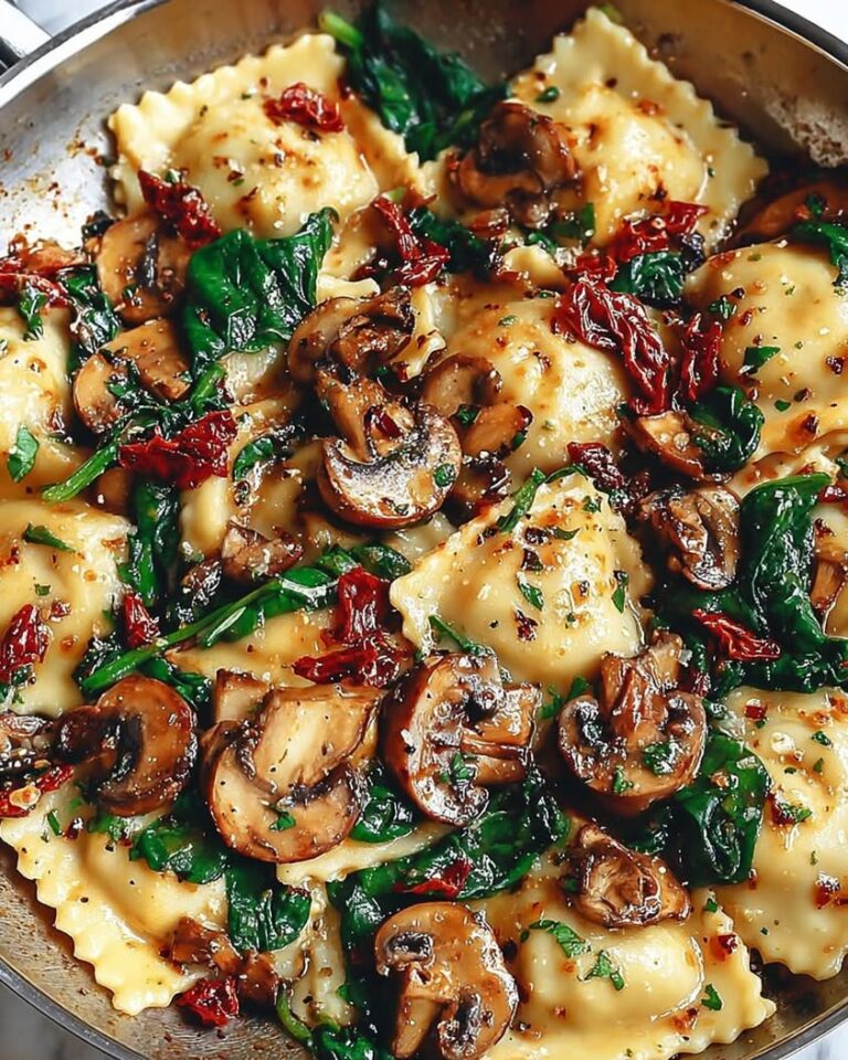 cheesy ravioli spinach mushrooms tomatoes 1