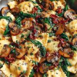 cheesy ravioli spinach mushrooms tomatoes 2