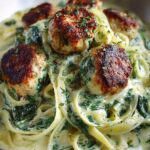 chicken ricotta meatballs spinach alfredo