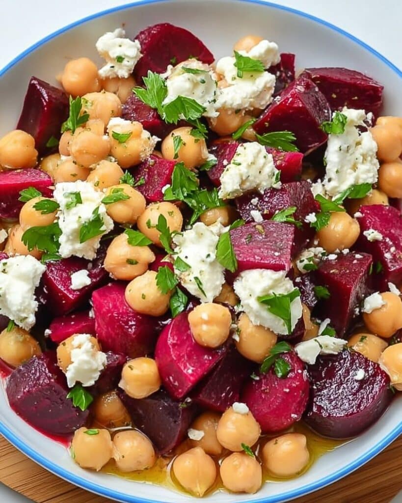 Vibrant Chickpea and Beet Salad with Lemon-Garlic Vinaigrette 2 chickpea beet feta salad