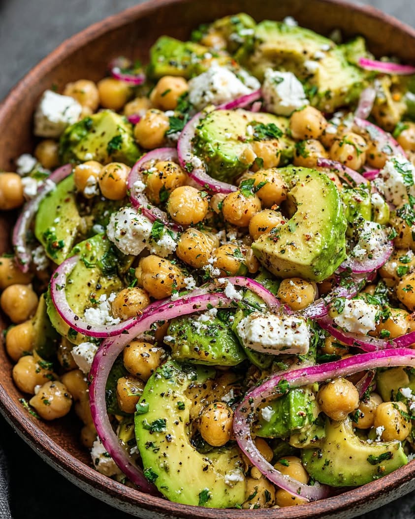 chickpea feta avocado salad