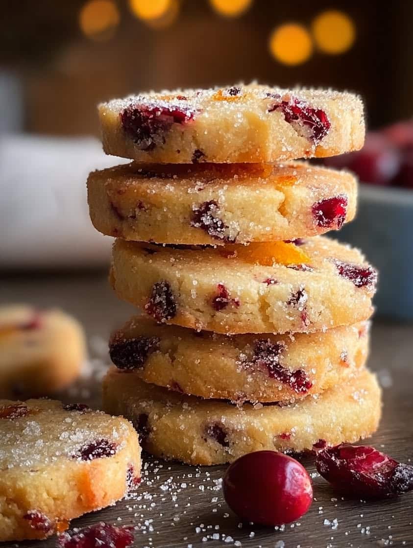 cranberry orange shortbread cookies