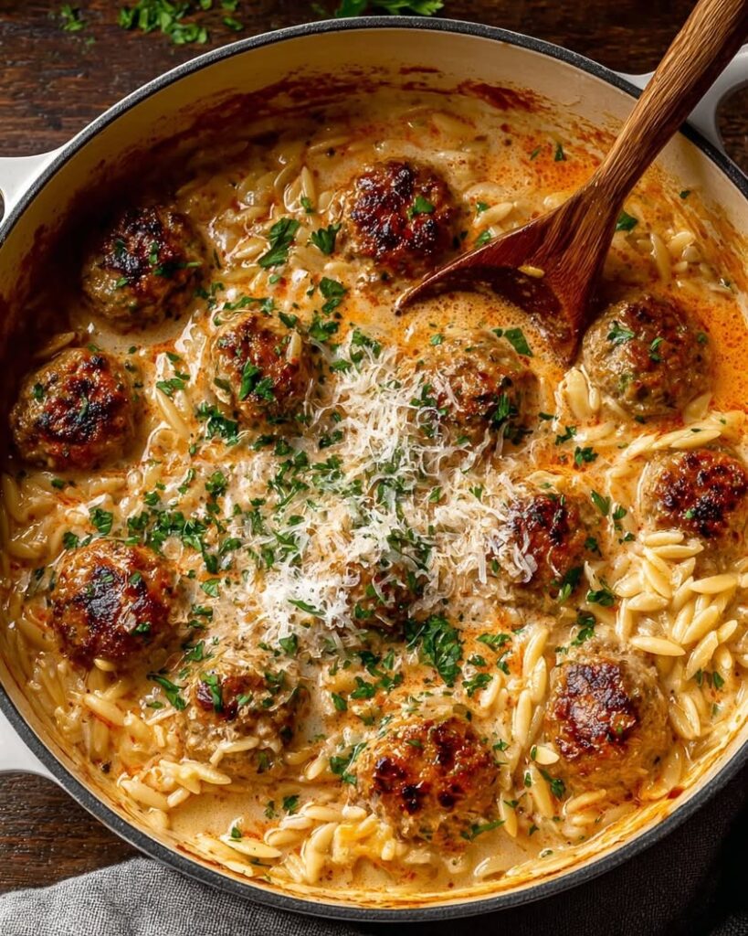 creamy chicken meatball orzo soup