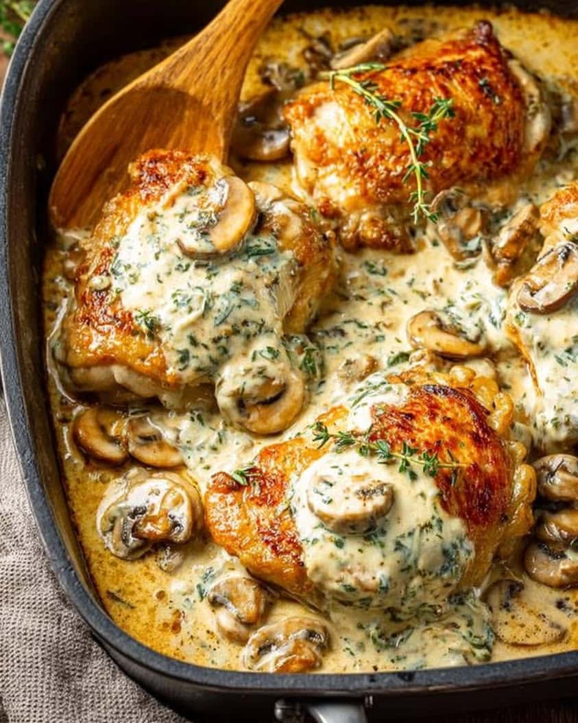creamy chicken mushroom bake