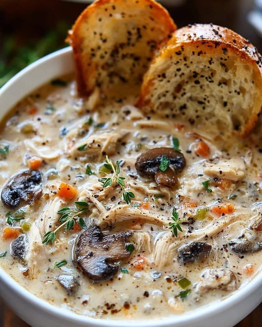 creamy chicken mushroom wild rice soup