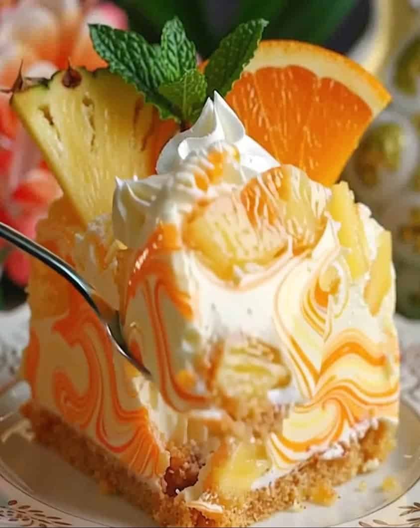 creamy pineapple orange cheesecake