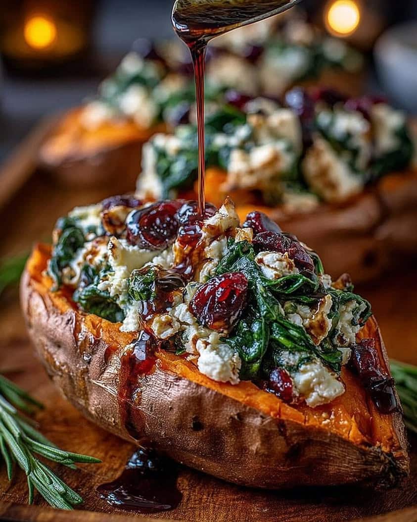 creamy ricotta spinach stuffed sweet potatoes 1