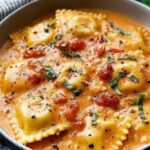 creamy tomato basil ravioli