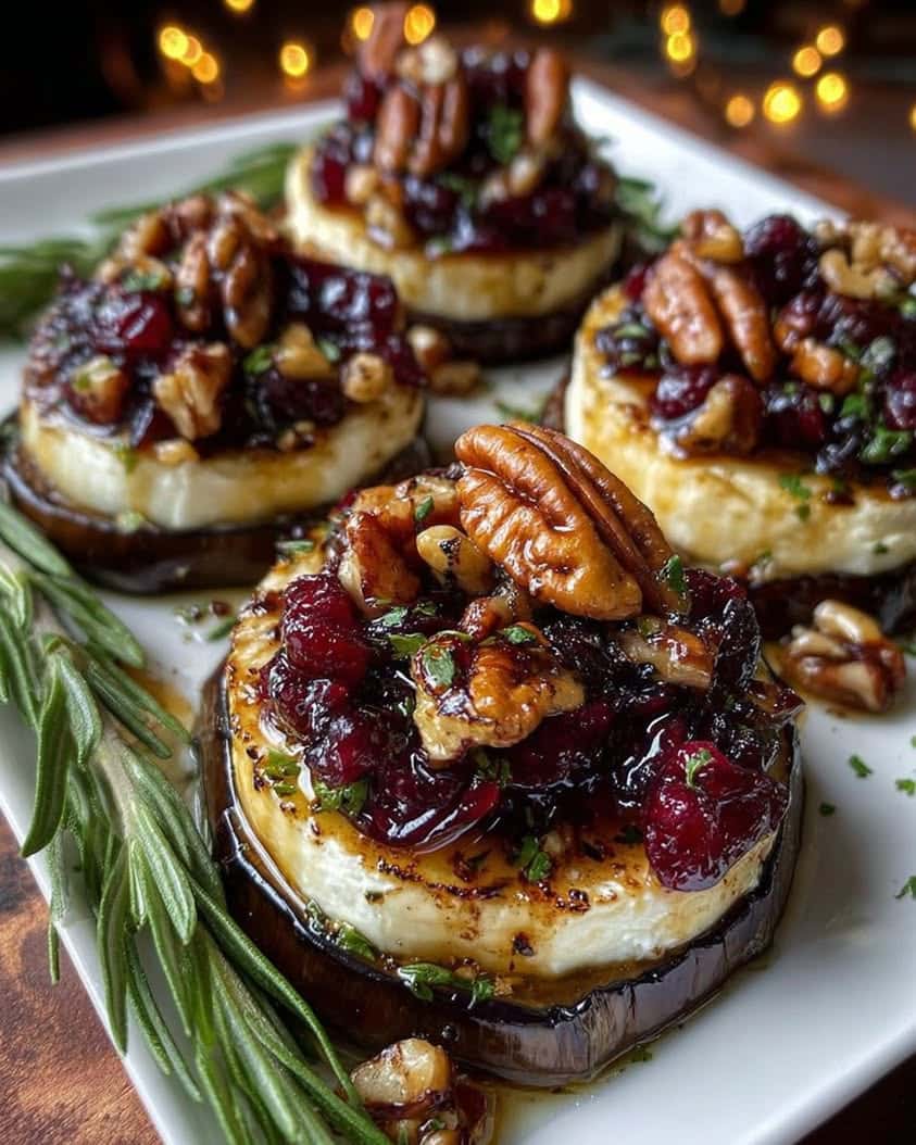 eggplant rounds brie cranberry pecans 1