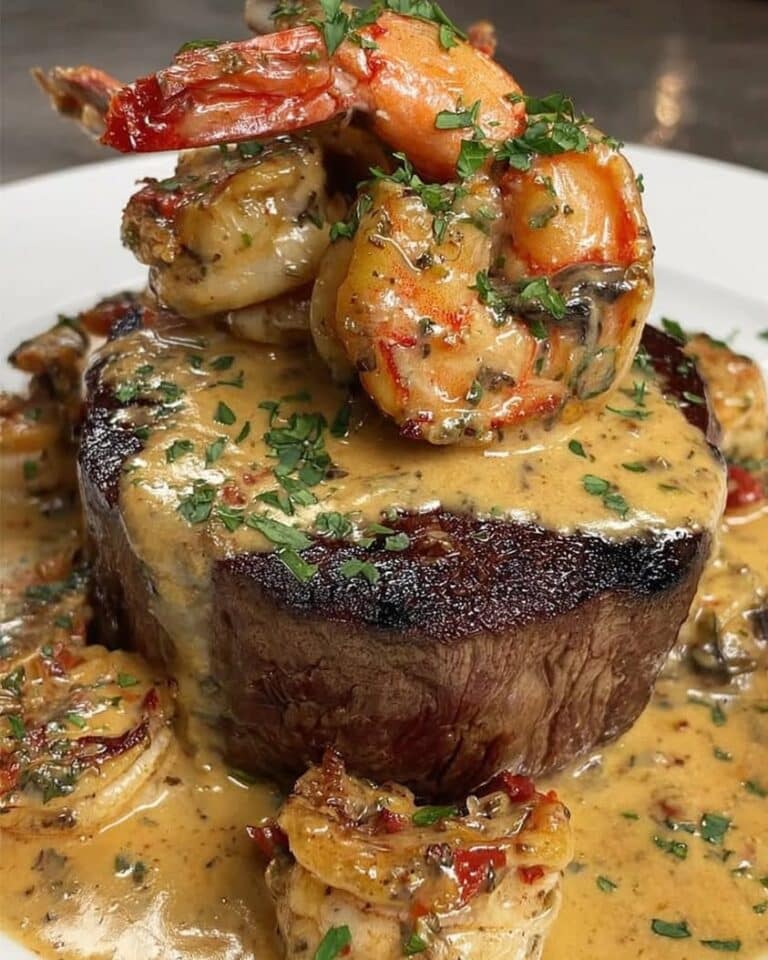filet mignon grilled shrimp lobster sauce