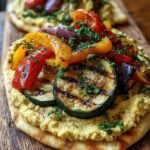 flatbread hummus grilled veggies herbs 1