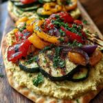 flatbread hummus grilled veggies herbs