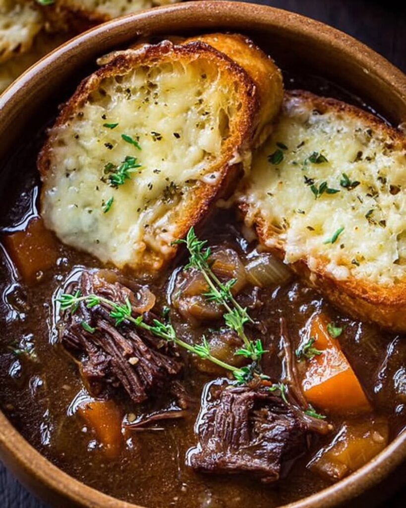 Hearty French Onion Short Rib Soup with Cheesy Gruyère Toast 2 french onion short rib soup 1