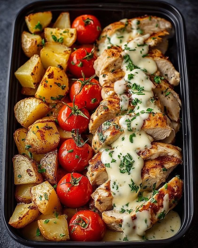 garlic butter chicken roasted potatoes