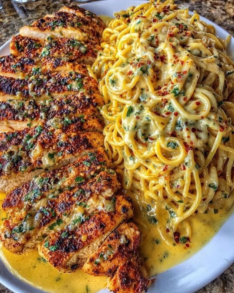 garlic parmesan chicken spaghetti