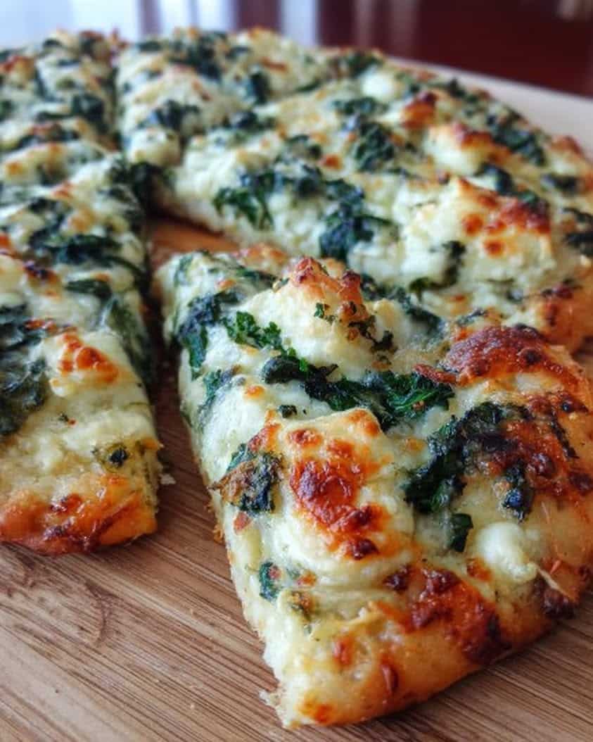 garlic spinach white pizza crust