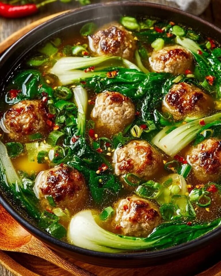 ginger chicken meatball soup bok choy